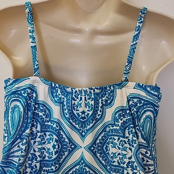 Beach House tankini top Blue Double Cross Back Strap Sz 10 - Picture 9 of 14